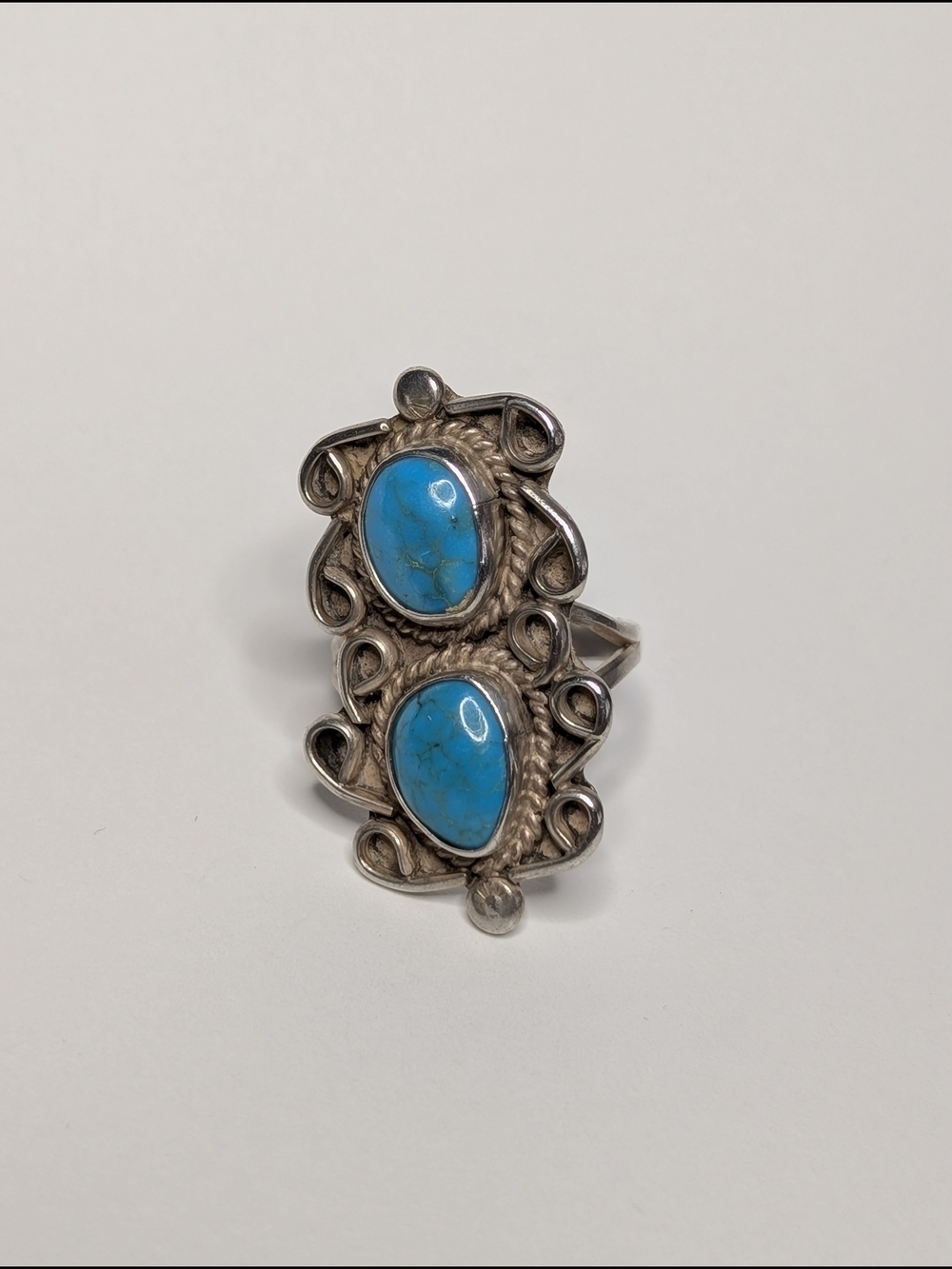 Vintage Southwestern Style Turquoise Like Stone Statement Ring Size 5.5
